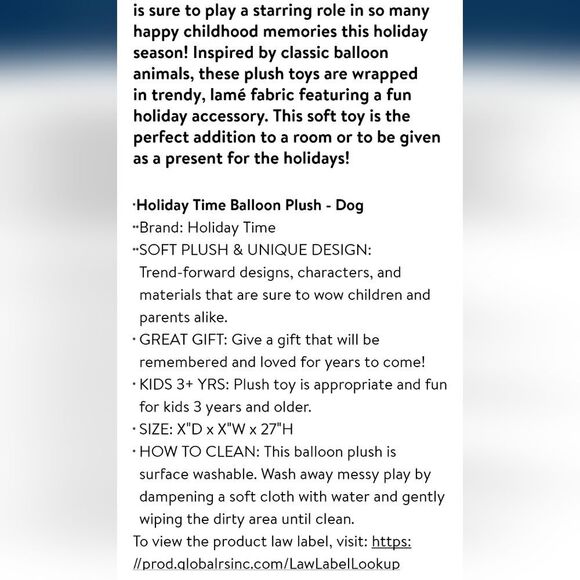 Holiday Time Balloon Plush Dog - Picture 7 of 10